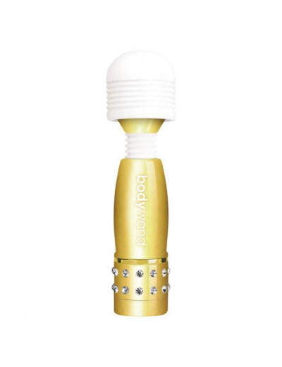 Золотистый жезловый мини-вибратор с кристаллами Mini Massager Gold Edition