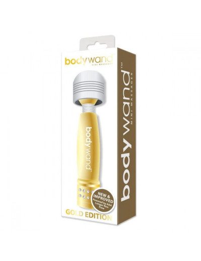 Золотистый жезловый мини-вибратор с кристаллами Mini Massager Gold Edition