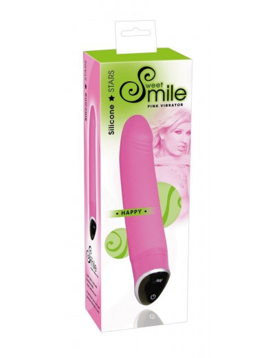 Розовый вибратор Smile Happy - 22 см.