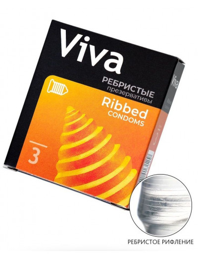 Ребристые презервативы VIVA Ribbed - 3 шт.