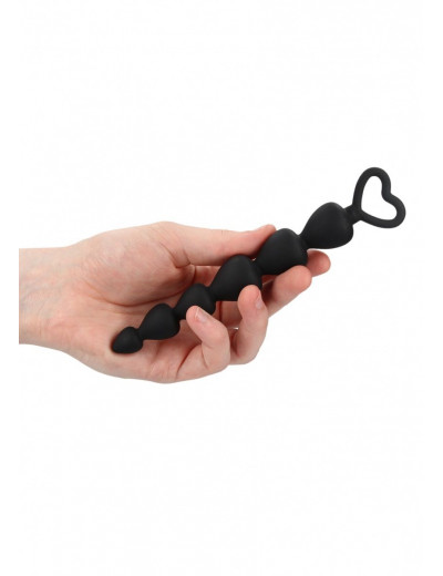 Черная анальная елочка Silicone Anal Beads - 17,5 см.