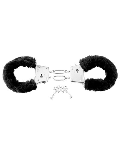 Меховые чёрные наручники Beginner s Furry Cuffs