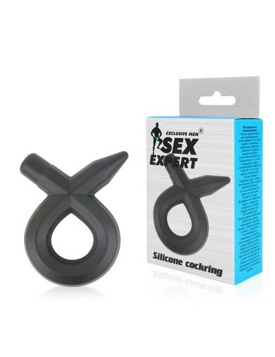 Черное силиконовое эрекционное кольцо Sex Expert