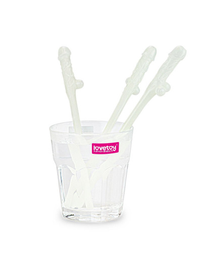 Светящиеся в темноте трубочки для напитков в виде пенисов Willy Straws - 9 шт.