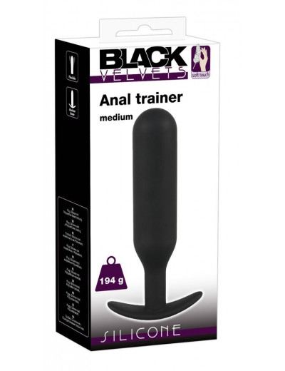 Черная утяжеленная анальная пробка Anal Trainer Medium - 18 см.