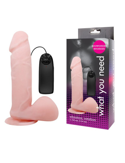 Реалистичный фаллоимитатор с ротацией EROWOMAN - 19,5 см.
