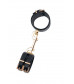 Черные наручники PREMIUM HANDCUFF WITH HOOK с золотистой перемычкой