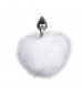 Серебристая анальная пробка с белым хвостиком Bunny Tail Plug