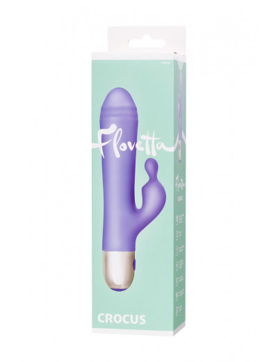 Сиреневый вибратор с клиторальной стимуляцией Crocus - 17,5 см.