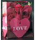 Подарочный пакет Love с розочками и сердечками - 15 х 12 см.