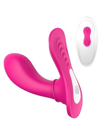 Ярко-розовый клиторальный стимулятор REMOTE PANTY G