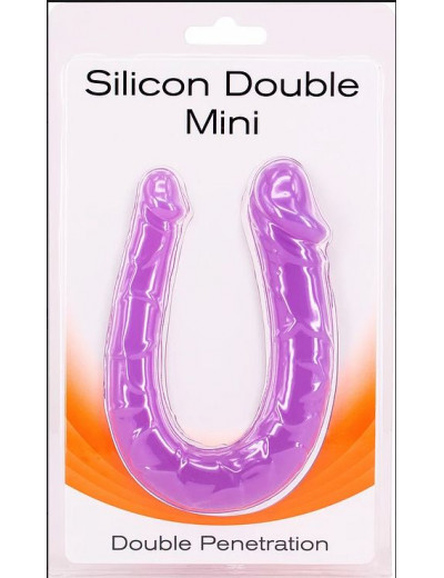 Фиолетовый двусторонний мини-фаллоимитатор Silicon Double Mini - 23 см.