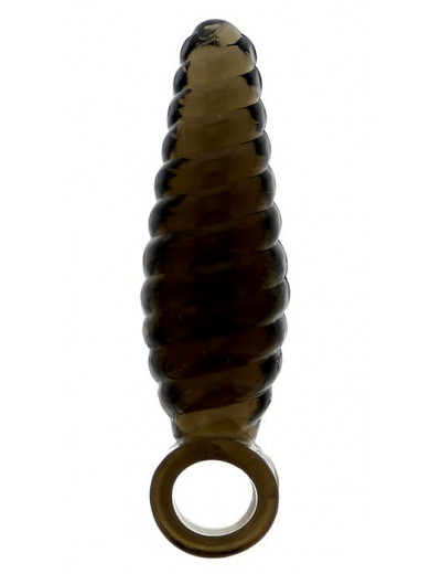 Дымчатый массажер со спиралевидным рельефом GOOD VIBES FINGER SLEEVE ANAL PROBE - 6 см.