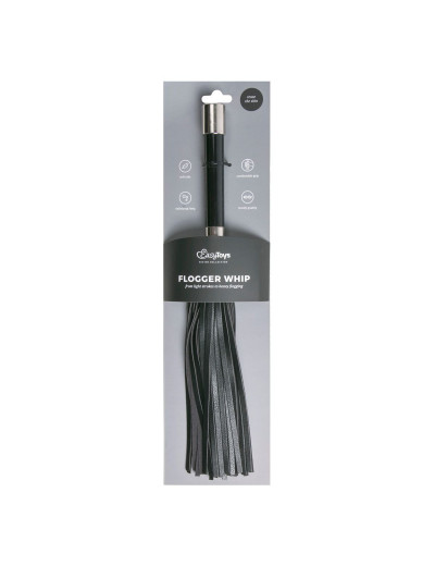 Черная плеть Easytoys Flogger With Metal Grip - 38 см.