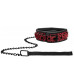 Красно-черный широкий ошейник с поводком Luxury Collar with Leash