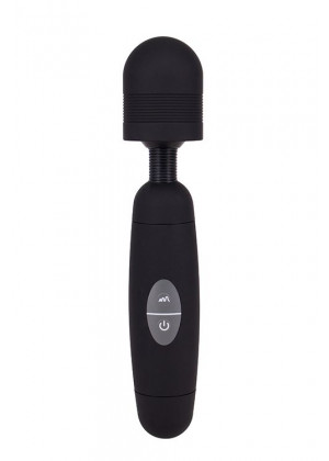 Черный жезловый вибратор POWER TIP MASSAGE WAND - 24 см.