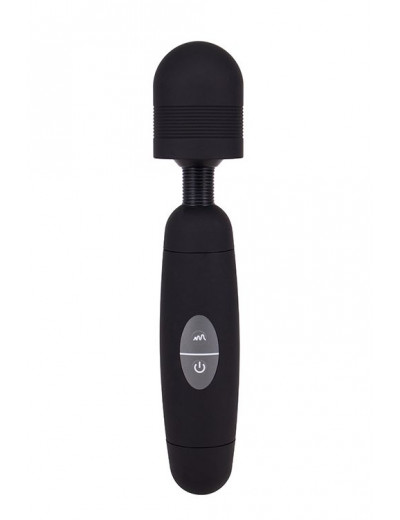 Черный жезловый вибратор POWER TIP MASSAGE WAND - 24 см.