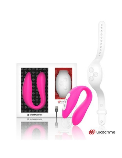 Розовый вибратор для пар с белым пультом-часами Weatwatch Dual Pleasure Vibe