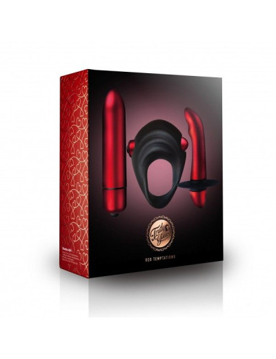 Вибронабор для пар Truly Yours Red Temptations: вибратор, кольцо и анальный вибратор