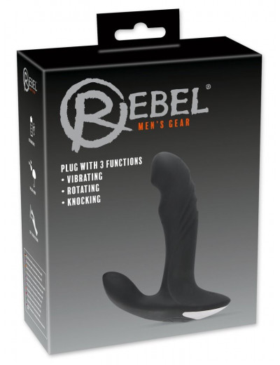 Черный вибромассажер простаты с функцией римминга Plug with Perineum Stimulator - 16,6 см.