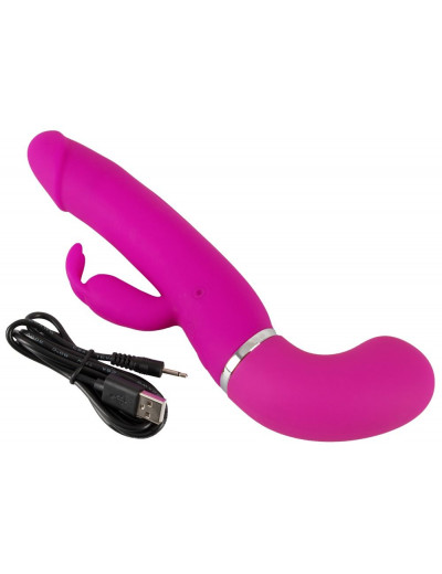 Лиловый вибратор-кролик с функцией сквирта Cumshot Rabbit Vibrator - 24 см.