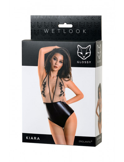 Боди Kiara из материала с мокрым блеском