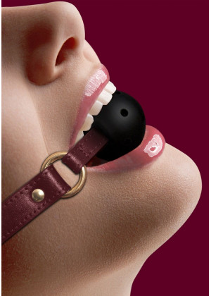 Кляп-шар на бордовых ремешках Breathable Ball Gag