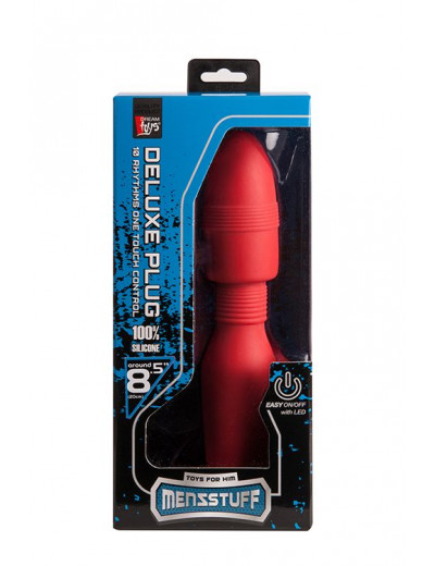 Красная анальная пробка с вибрацией MENZSTUFF VIBRATING BUTT PLUG 8.5INCH - 21,5 см.