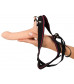 Телесный фаллопротез с вибрацией Vibrating Strap-On - 23 см.