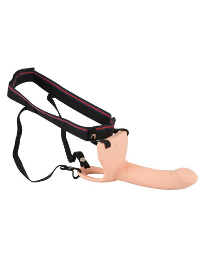 Телесный фаллопротез с вибрацией Vibrating Strap-On - 23 см.