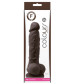 Коричневый силиконовый фаллоимитатор с мошонкой Pleasures 5 Dildo - 18 см.