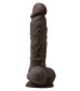 Коричневый силиконовый фаллоимитатор с мошонкой Pleasures 5 Dildo - 18 см.