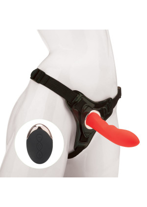 Красный вибрострапон Vander Wireless Silicone Dong - 14 см.