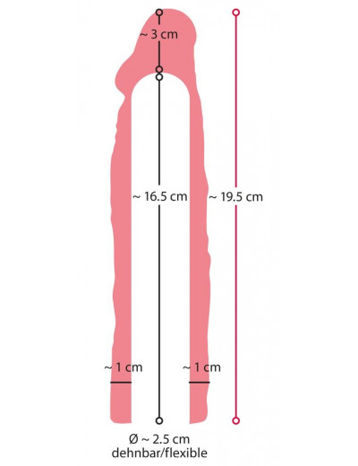 Удлиняющая насадка на член Extension Sleeve +3cm - 19,5 см.