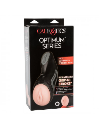 Перезаряжаемый вибромастурбатор с двумя сменными вставками Optimum Power Grip-N-Stroke