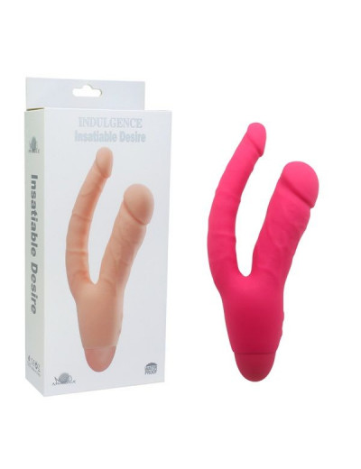 Розовый двойной вибратор INDULGENCE Insatiable Desire - 21,5 см.