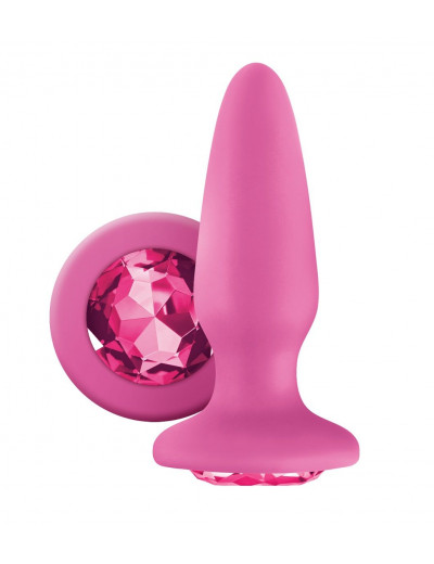 Розовая анальная пробка с розовым кристаллом Glams Pink Gem - 10,4 см.