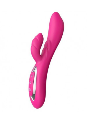 Розовый вибратор Nalone Touch2 с клиторальным стимулятором - 21,8 см.