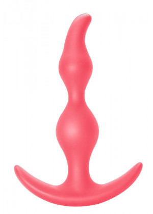 Розовая анальная пробка Bent Anal Plug Black - 13 см.
