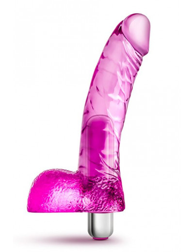 Розовый вибратор-реалистик Vibrating Ding Dong - 16,5 см.