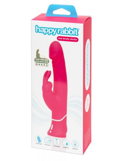 Розовый вибратор-кролик Realistic Dual Density Rechargeable Rabbit Vibrator - 25,5 см.