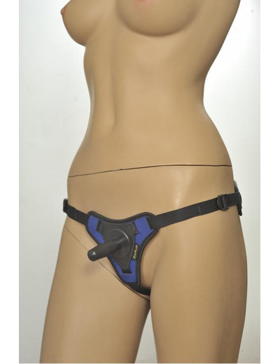 Сине-чёрные трусики с плугом Kanikule Strap-on Harness Anatomic Thong