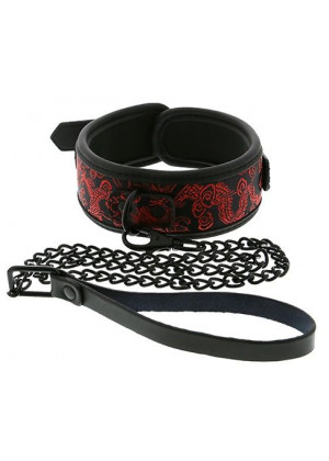 Красно-черный ошейник с поводком COLLAR   LEASH