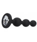 Черная анальная елочка с прозрачным стразом Beaded Diamond Butt Plug - 11,4 см.