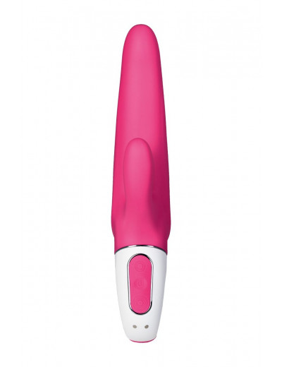 Ярко-розовый вибратор  Satisfyer Mr. Rabbit с клиторальным отростком - 22,1 см.
