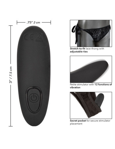 Черные кружевные трусики с вибратором для стимуляции клитора Remote Control Lace Thong Set