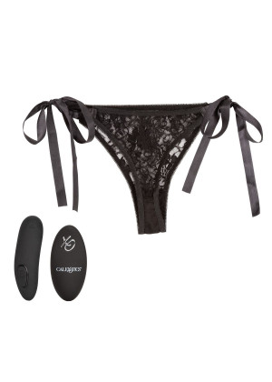 Черные кружевные трусики с вибратором для стимуляции клитора Remote Control Lace Thong Set