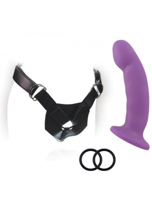 Изогнутый фаллоимитатор с креплением на регулируемом поясе ADVANCED HARNESS KIT WITH CICI - 15 см.