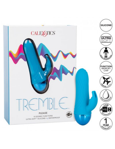 Голубой мини-вибратор Tremble Please - 12 см.