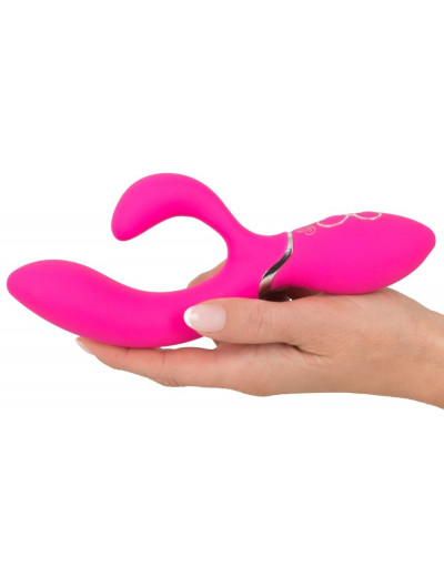 Ярко-розовый вибратор-кролик Bendable Rabbit Vibrator - 19,8 см.